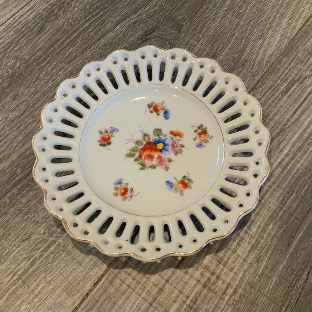 Mikori Ware Riticulated Small Dish Candy trinkets Made in Japan